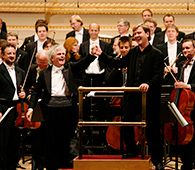 Composer Magnus Lindberg with Sir Simon Rattle and The Berliner Philharmoniker (c) 2007, Jennifer Taylor